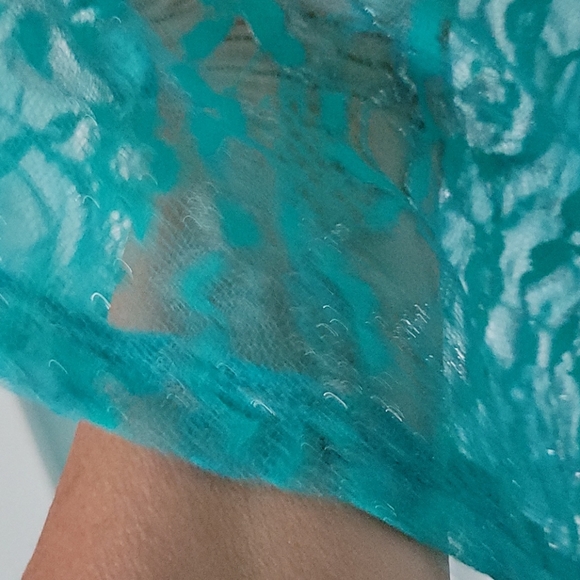 Blouse, turquoise with silver thread - Picture 4 of 4
